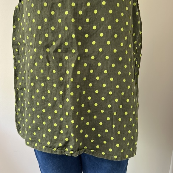 FLAX Linen Olive Green Polka Dot Sleeveless Top Sz M - Picture 3 of 11